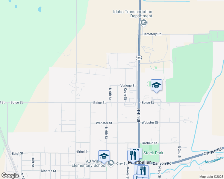 map of restaurants, bars, coffee shops, grocery stores, and more near 674 North 6th Street in Montpelier