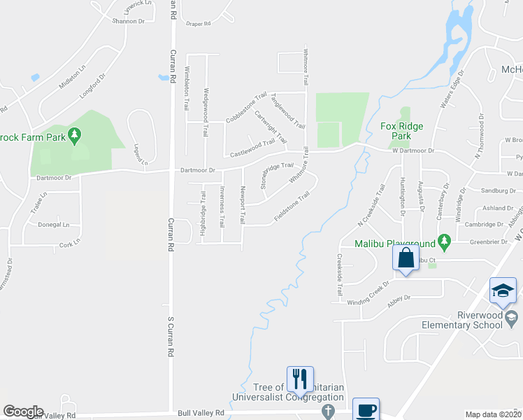 map of restaurants, bars, coffee shops, grocery stores, and more near 208 Whitmore Trail in McHenry