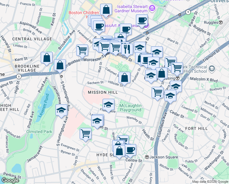 map of restaurants, bars, coffee shops, grocery stores, and more near 30 Iroquois Street in Boston