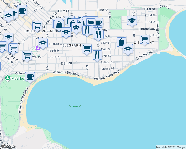 map of restaurants, bars, coffee shops, grocery stores, and more near 10 Ticknor Street in Boston