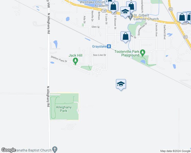 map of restaurants, bars, coffee shops, grocery stores, and more near 81 Thomas Court in Grayslake