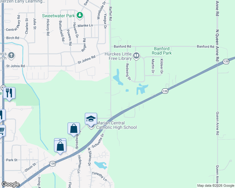 map of restaurants, bars, coffee shops, grocery stores, and more near 300 Raffel Road in Woodstock