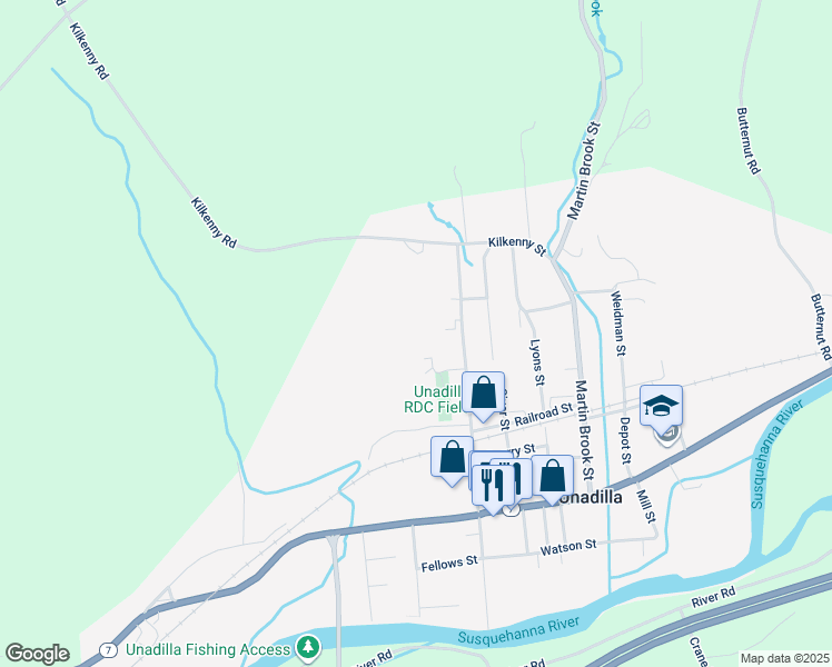 map of restaurants, bars, coffee shops, grocery stores, and more near 10 Relic Lane in Unadilla