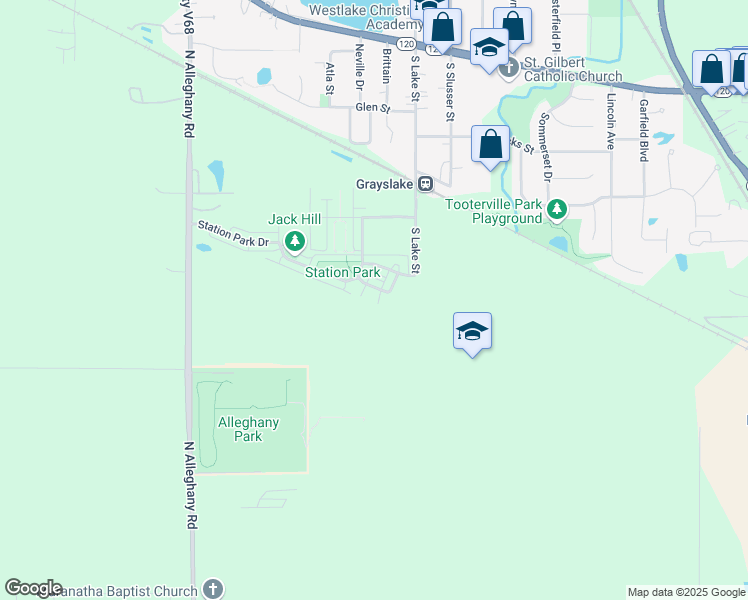 map of restaurants, bars, coffee shops, grocery stores, and more near 77 Thomas Court in Grayslake