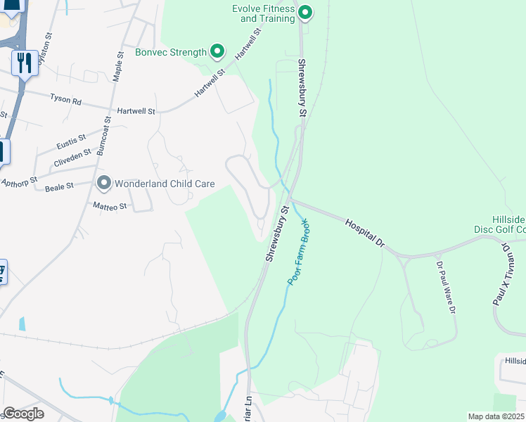 map of restaurants, bars, coffee shops, grocery stores, and more near 145 Angell Brook Drive in West Boylston