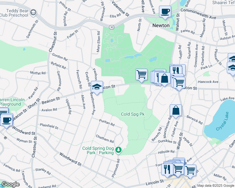 map of restaurants, bars, coffee shops, grocery stores, and more near 19 Kippy Drive in Newton