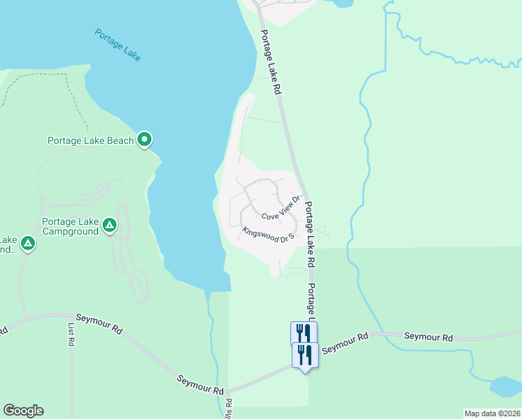 map of restaurants, bars, coffee shops, grocery stores, and more near 6600 Portage Lake Road in Munith