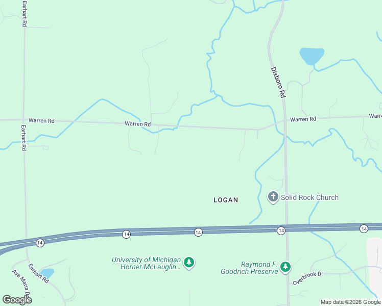 map of restaurants, bars, coffee shops, grocery stores, and more near 4650 Warren Road in Ann Arbor