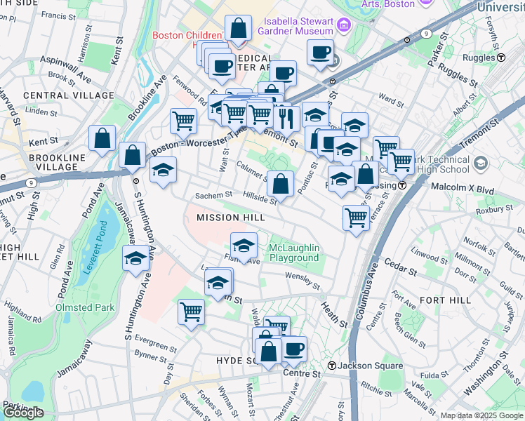 map of restaurants, bars, coffee shops, grocery stores, and more near in Boston