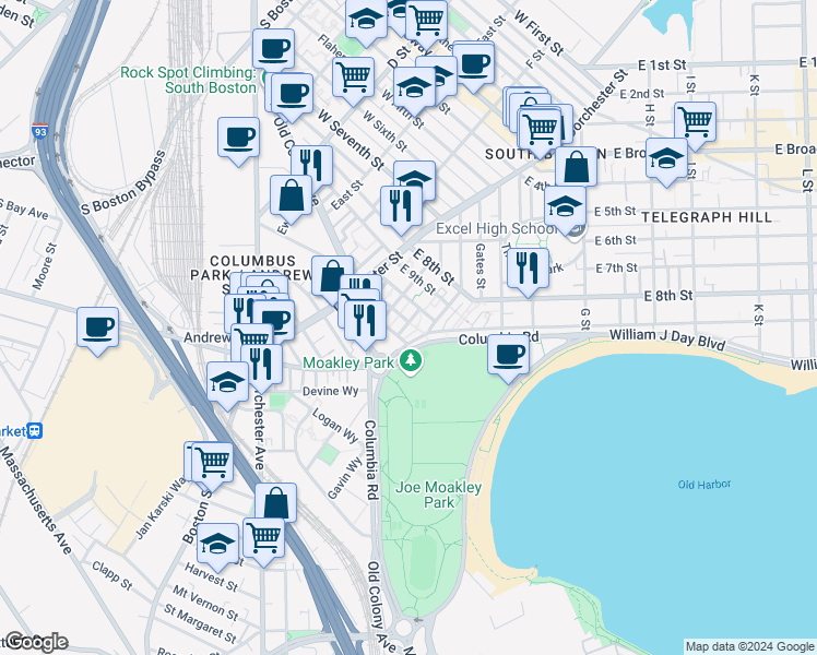 map of restaurants, bars, coffee shops, grocery stores, and more near 19 General Jozef Pilsudski Way in Boston