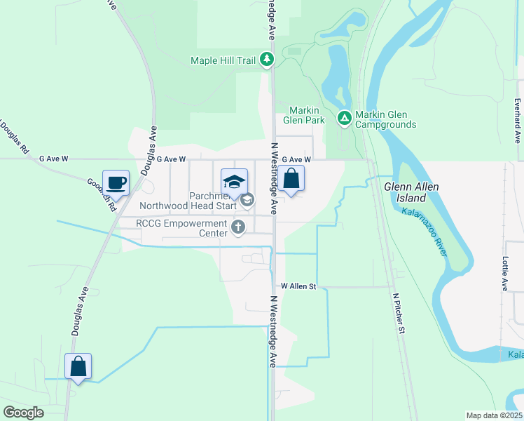 map of restaurants, bars, coffee shops, grocery stores, and more near 4005 North Westnedge Avenue in Kalamazoo