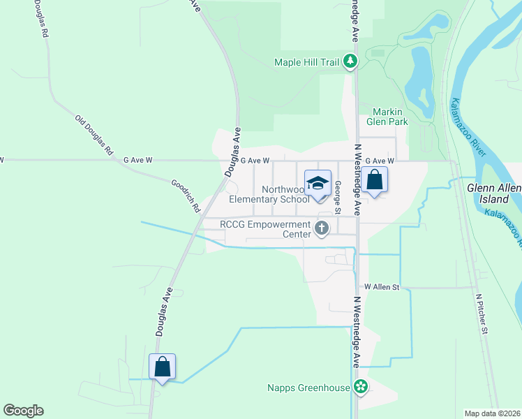 map of restaurants, bars, coffee shops, grocery stores, and more near 837 Edison Street in Kalamazoo