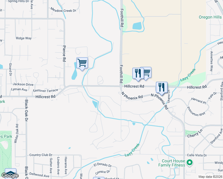 map of restaurants, bars, coffee shops, grocery stores, and more near 2948 Hillcrest Road in Medford