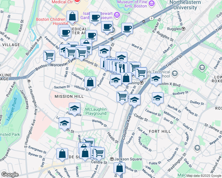 map of restaurants, bars, coffee shops, grocery stores, and more near 5R Cherokee Street in Boston