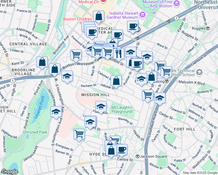 map of restaurants, bars, coffee shops, grocery stores, and more near in Boston