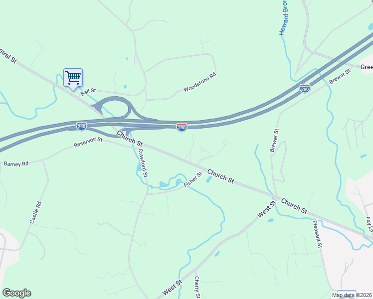 map of restaurants, bars, coffee shops, grocery stores, and more near 352 Church Street in Northborough