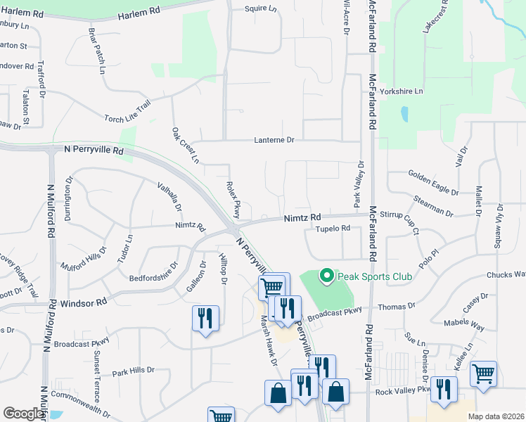 map of restaurants, bars, coffee shops, grocery stores, and more near 4888 Pine Cone Court in Loves Park