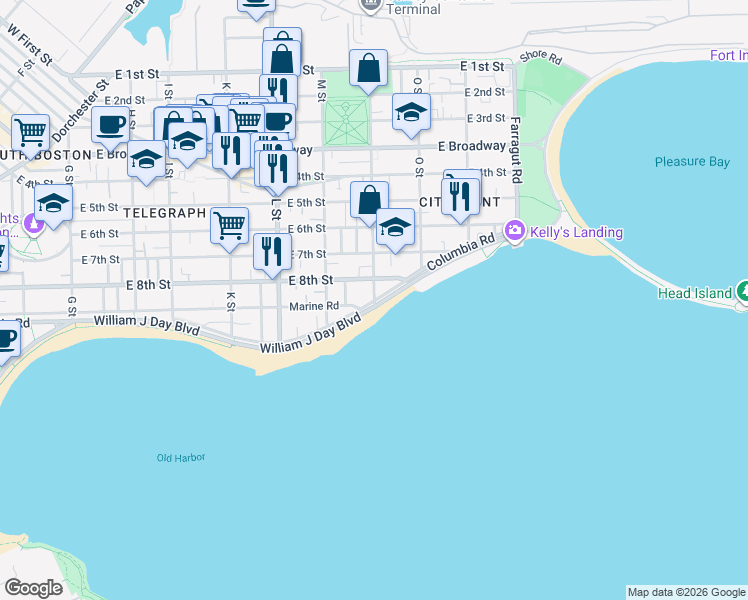 map of restaurants, bars, coffee shops, grocery stores, and more near 388 N Street in Boston