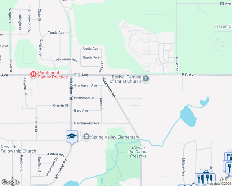 map of restaurants, bars, coffee shops, grocery stores, and more near 4200 Nazareth Road in Kalamazoo