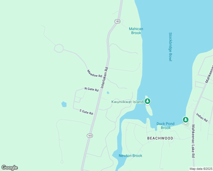 map of restaurants, bars, coffee shops, grocery stores, and more near 60 Interlaken Road in Stockbridge