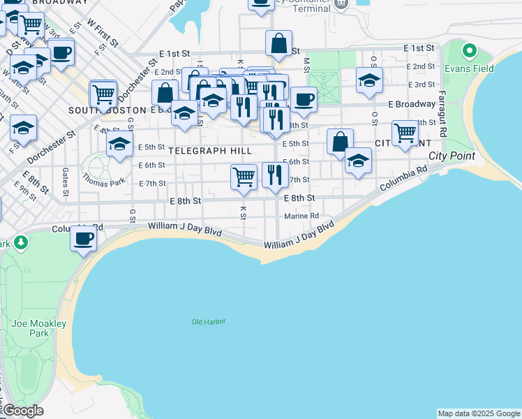 map of restaurants, bars, coffee shops, grocery stores, and more near 9 Hatch Street in Boston