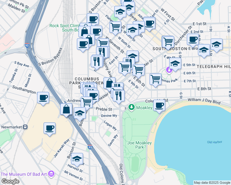 map of restaurants, bars, coffee shops, grocery stores, and more near in Boston