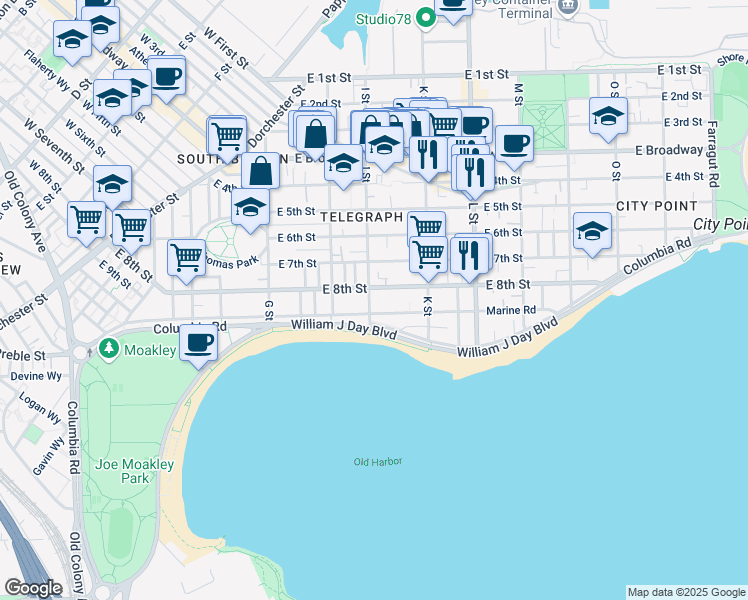 map of restaurants, bars, coffee shops, grocery stores, and more near in Boston