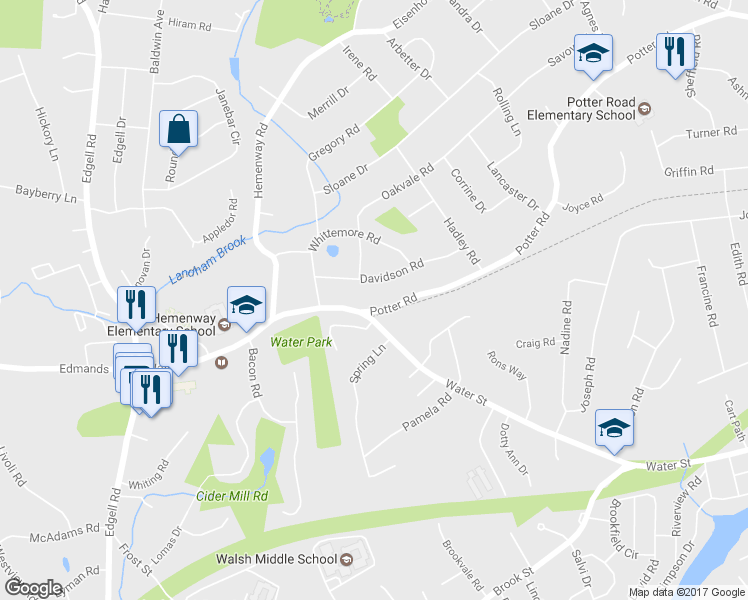 map of restaurants, bars, coffee shops, grocery stores, and more near 60 Davidson Road in Framingham