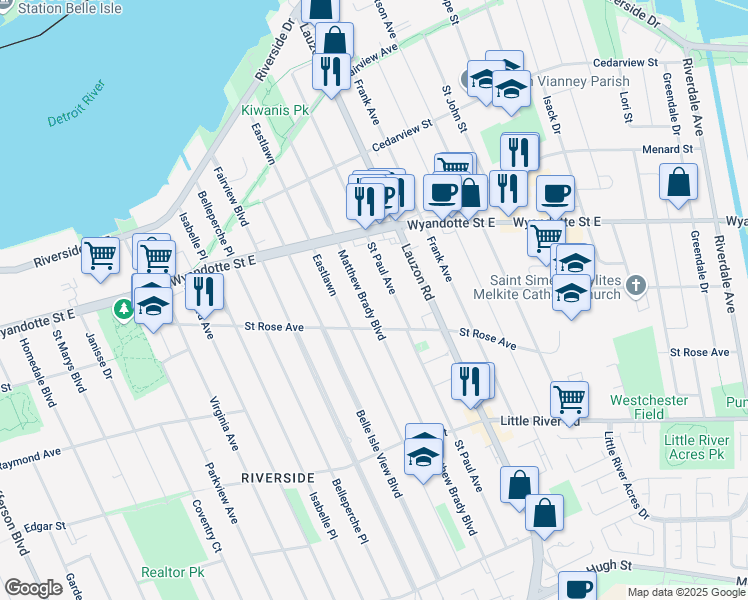 map of restaurants, bars, coffee shops, grocery stores, and more near 872 Matthew Brady Boulevard in Windsor