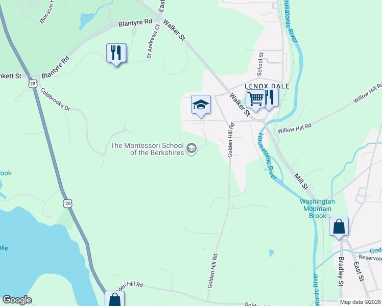 map of restaurants, bars, coffee shops, grocery stores, and more near 25 Patterson Road in Lenox