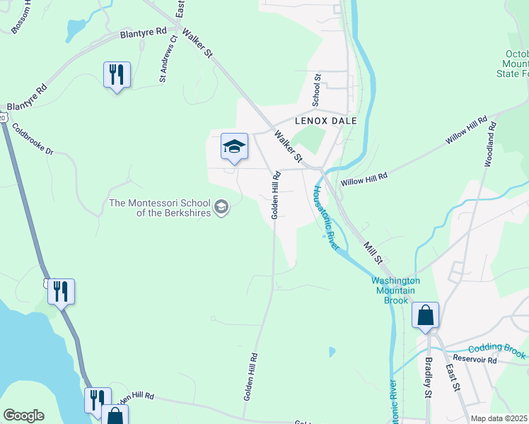 map of restaurants, bars, coffee shops, grocery stores, and more near 42 Golden Hill Road in Lee