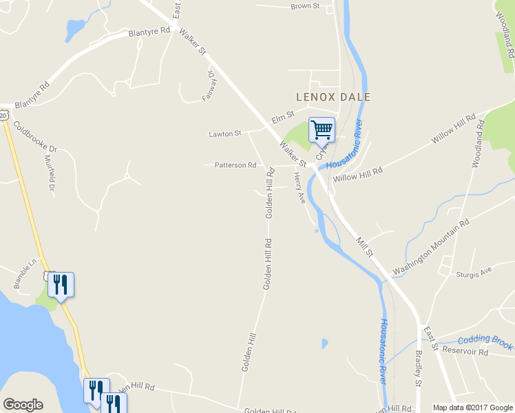 map of restaurants, bars, coffee shops, grocery stores, and more near 42 Golden Hill Road in Lee