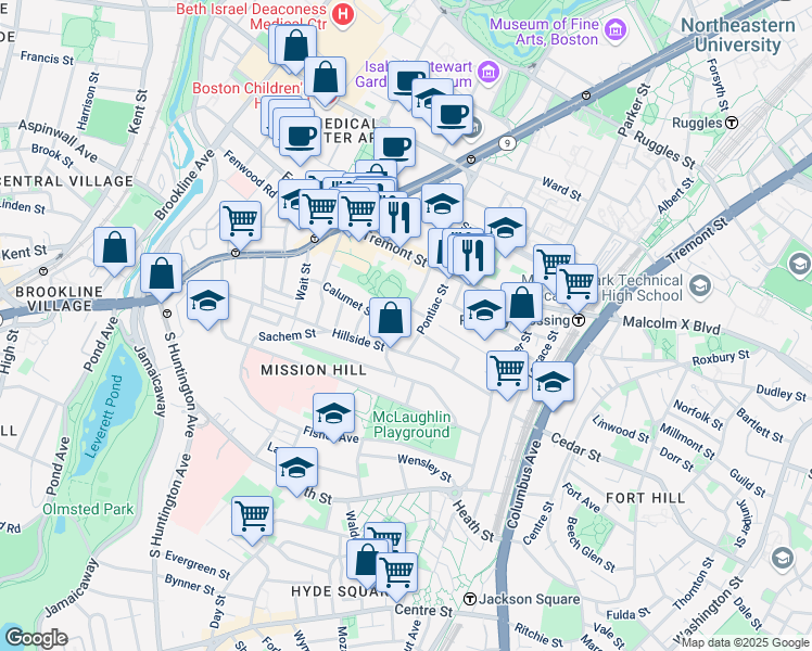 map of restaurants, bars, coffee shops, grocery stores, and more near 178 Saint Alphonsus Street in Boston