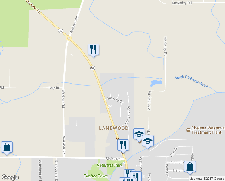 map of restaurants, bars, coffee shops, grocery stores, and more near 106 Quiet Creek Circle in Chelsea