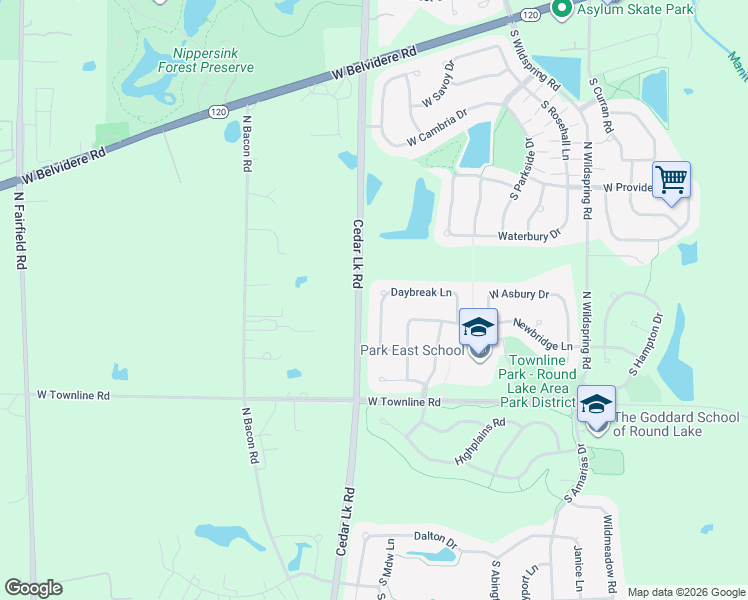 map of restaurants, bars, coffee shops, grocery stores, and more near 924 Tremont Lane in Round Lake