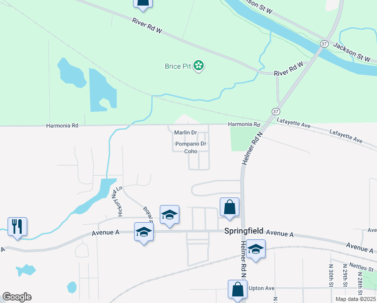 map of restaurants, bars, coffee shops, grocery stores, and more near Coho in Springfield