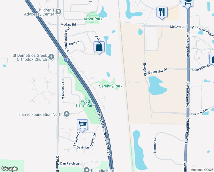 map of restaurants, bars, coffee shops, grocery stores, and more near 1561 South Candlestick Way in Waukegan
