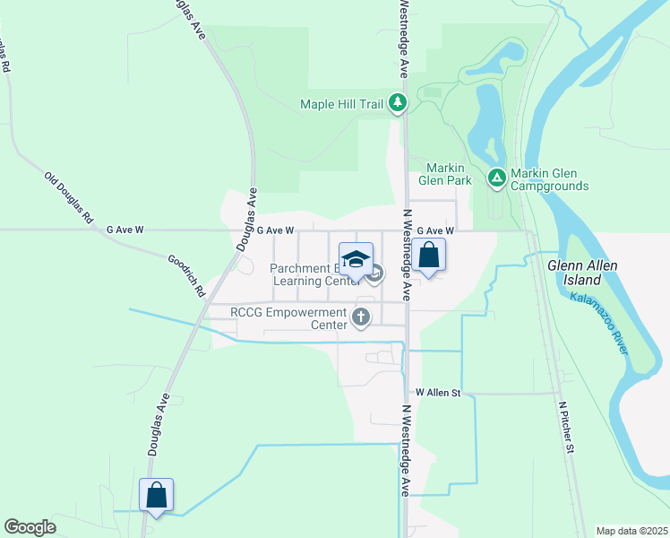 map of restaurants, bars, coffee shops, grocery stores, and more near 4112 Waldorf Street in Kalamazoo
