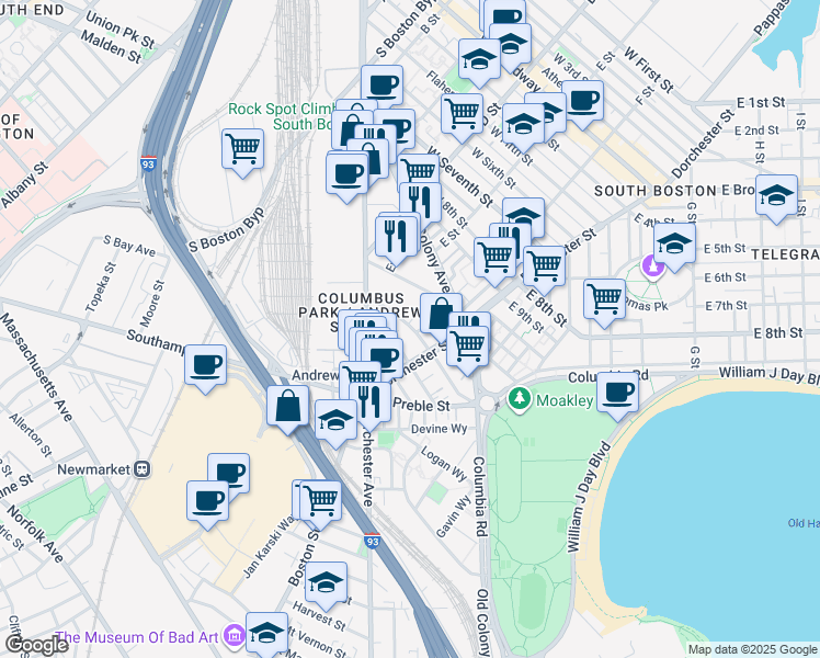 map of restaurants, bars, coffee shops, grocery stores, and more near 35B Tuckerman Street in Boston