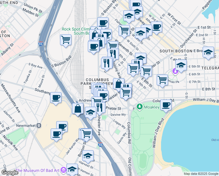 map of restaurants, bars, coffee shops, grocery stores, and more near 35B Tuckerman Street in Boston