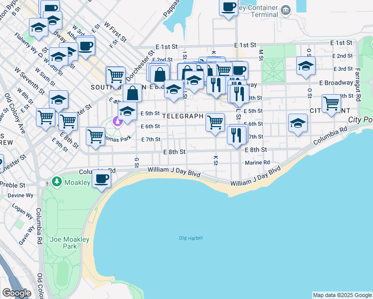 map of restaurants, bars, coffee shops, grocery stores, and more near in Boston