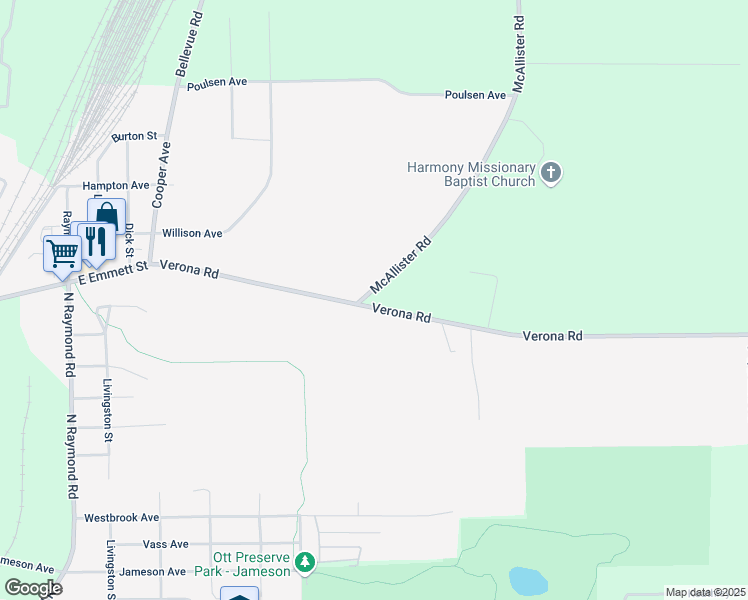map of restaurants, bars, coffee shops, grocery stores, and more near 17908 McAllister Road in Battle Creek