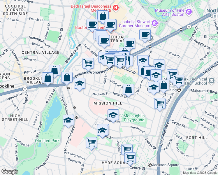 map of restaurants, bars, coffee shops, grocery stores, and more near 39 Darling Street in Boston