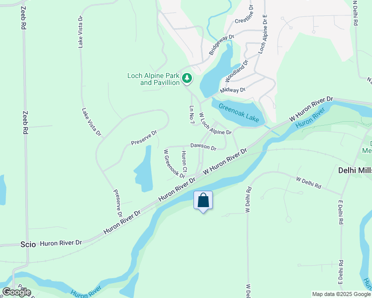 map of restaurants, bars, coffee shops, grocery stores, and more near 3696 Huron Court in Ann Arbor
