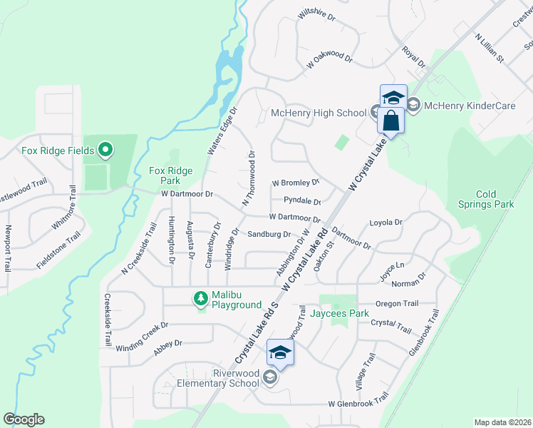 map of restaurants, bars, coffee shops, grocery stores, and more near 303 North Bromley Street in McHenry