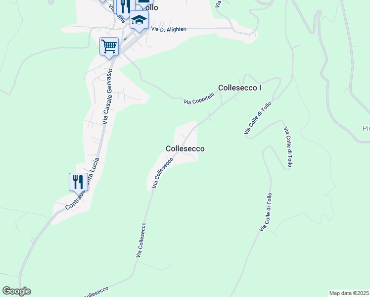 map of restaurants, bars, coffee shops, grocery stores, and more near 43 Via Collesecco in Collesecco