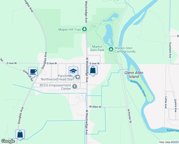 map of restaurants, bars, coffee shops, grocery stores, and more near 4113 North Westnedge Avenue in Kalamazoo