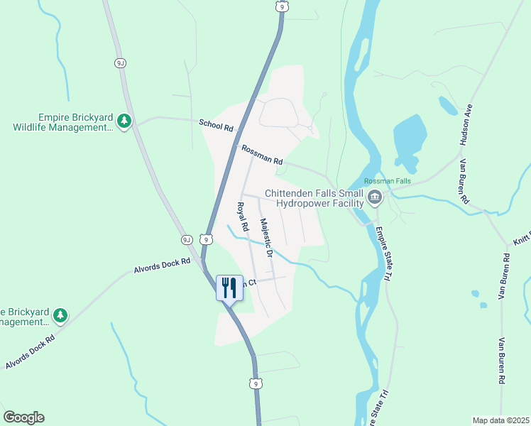 map of restaurants, bars, coffee shops, grocery stores, and more near 7 Majestic Drive in Stuyvesant