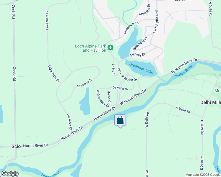 map of restaurants, bars, coffee shops, grocery stores, and more near 3675 Huron Court in Ann Arbor