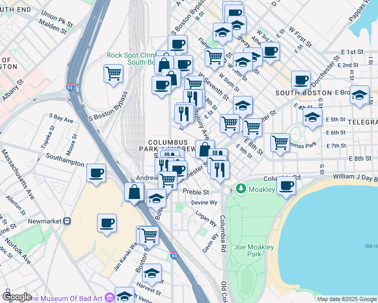 map of restaurants, bars, coffee shops, grocery stores, and more near 35B Tuckerman Street in Boston
